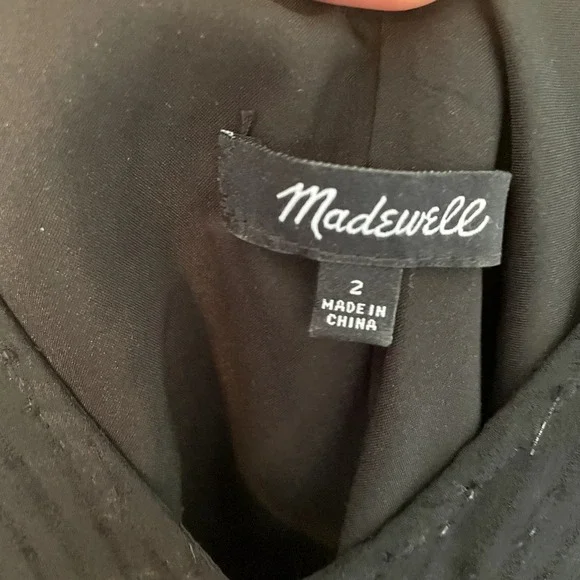 Madewell Nightshine Dress Black Silk Sparkly Shift Dress Size 2 - Picture 6 of 16